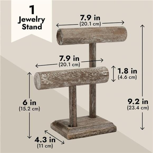 Bright Creations Rustic-Style 2-Tier Jewelry Organizer Stand - Picture 4 of 8